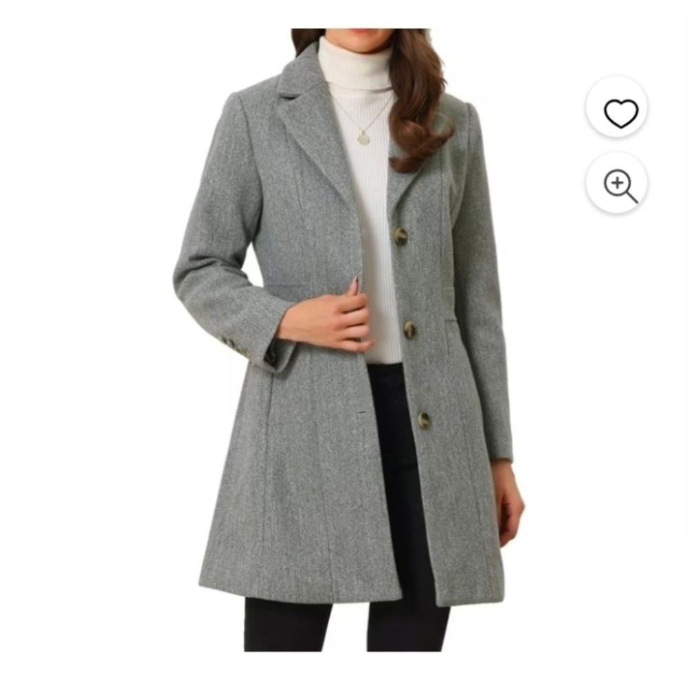 Allegra K Women's Trench Coats Single Breasted Long Outerwear Winter Coat Light